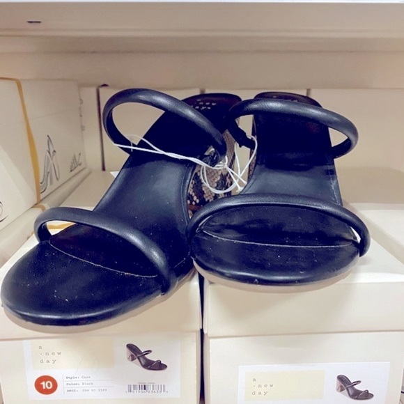 NWT A New Day Cass black snake block heel sandals - Picture 6 of 9